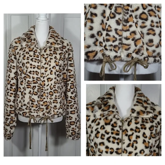 NWT Leopard Print Coat Jacket Faux Fur VS PINK & Know One Cares Large - Picture 4 of 17
